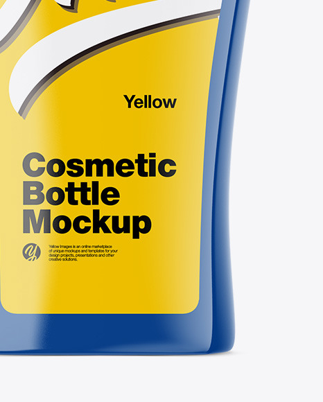 Glossy Cosmetic Bottle with Pump Mockup PSD #4