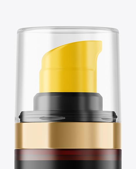 Frosted Amber Cosmetic Bottle with Pump Mockup PSD #2