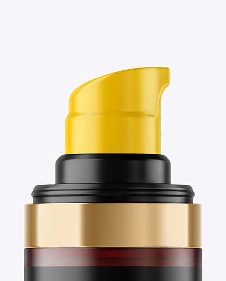 Frosted Amber Cosmetic Bottle with Pump Mockup PSD #1