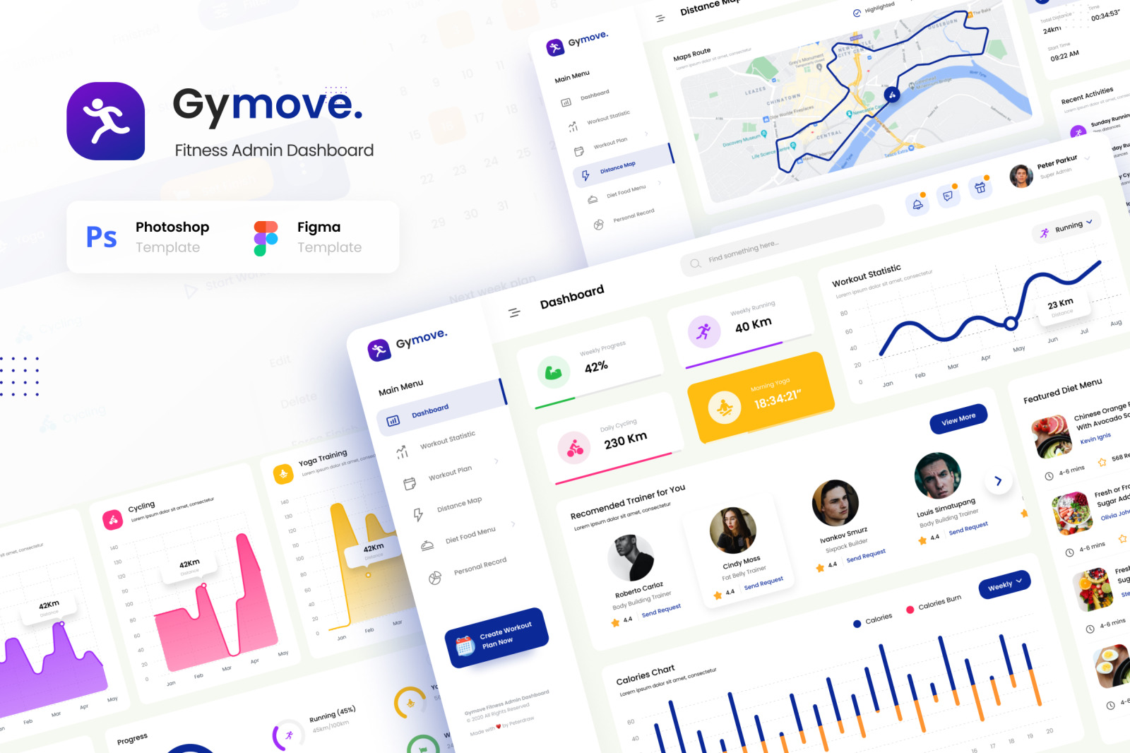 Download Gymove Fitness Admin Dashboard Website Design Ui In Ux Ui Kits On Yellow Images Creative Store PSD Mockup Templates