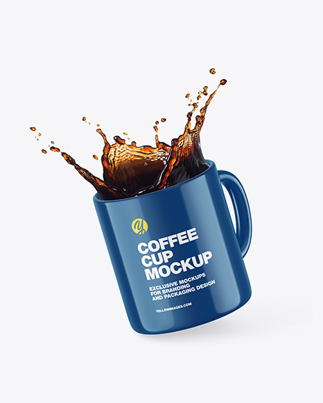 Glossy Coffee Cup w  Splash Mockup PSD #2