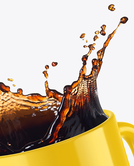 Glossy Coffee Cup w  Splash Mockup PSD #1