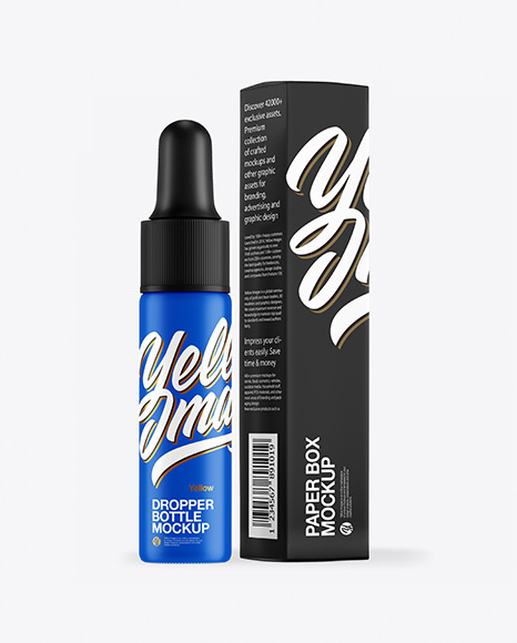Matte Dropper Bottle with Paper Box Mockup