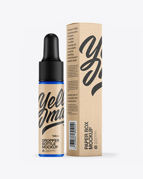 Matte Dropper Bottle with Kraft Paper Box Mockup