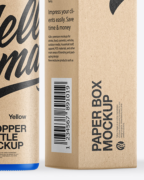 Matte Dropper Bottle with Kraft Paper Box Mockup PSD #1
