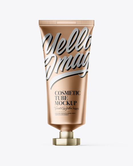 Download Metallic Cosmetic Tube With Octagonal Cap Mockup Front View In Tube Mockups On Yellow Images Object Mockups PSD Mockup Templates