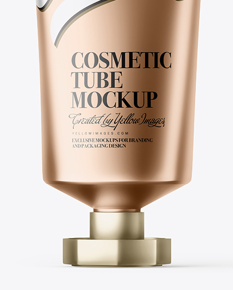 Download Metallic Cosmetic Tube With Octagonal Cap Mockup Front View In Tube Mockups On Yellow Images Object Mockups PSD Mockup Templates