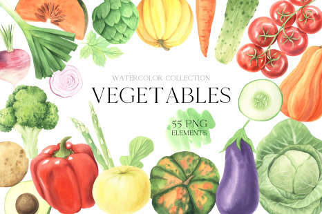Watercolor Vegetables clipart