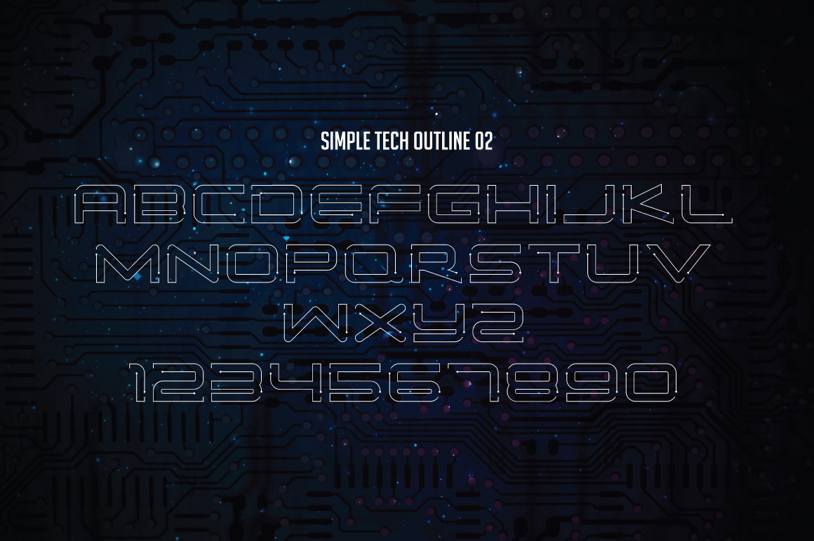 Simple Tech Font on Yellow Images Creative Store
