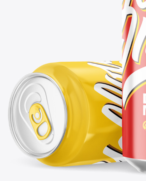 Download Glossy Drink Cans Mockup in Can Mockups on Yellow Images Object Mockups