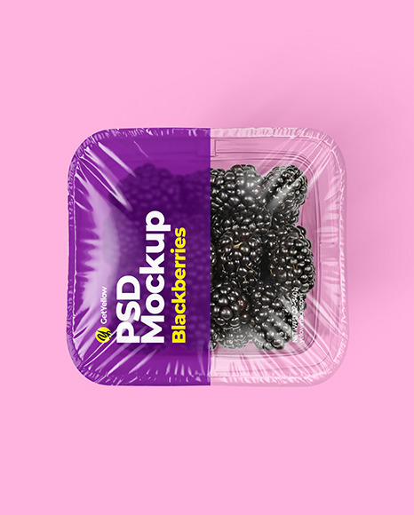 Clear Plastic Tray with Blackberries Mockup PSD #1