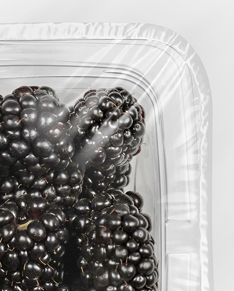 Clear Plastic Tray with Blackberries Mockup PSD #7