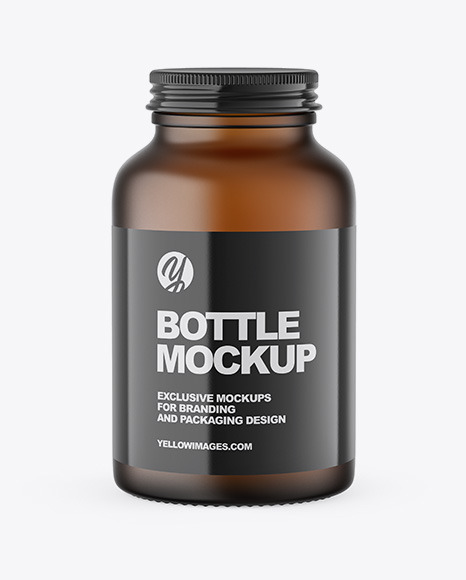 Frosted Amber Bottle Mockup PSD #2