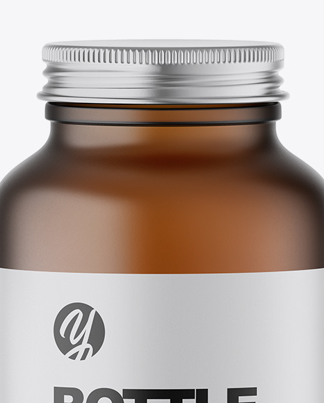 Frosted Amber Bottle Mockup PSD #1