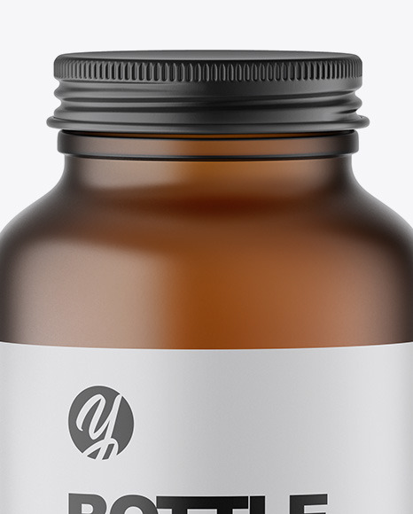 Frosted Amber Bottle Mockup PSD #7