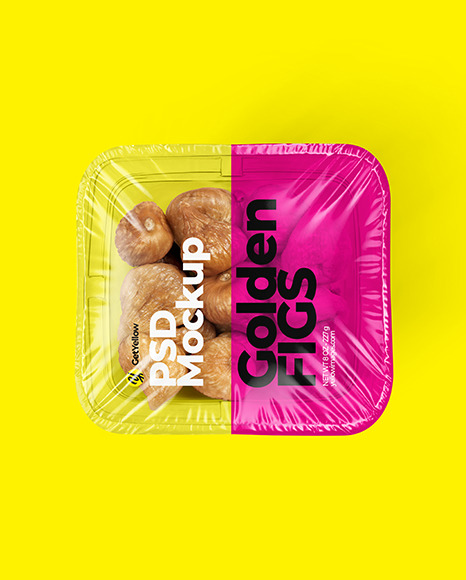 Clear Plastic Tray with Golden Figs Mockup PSD #1