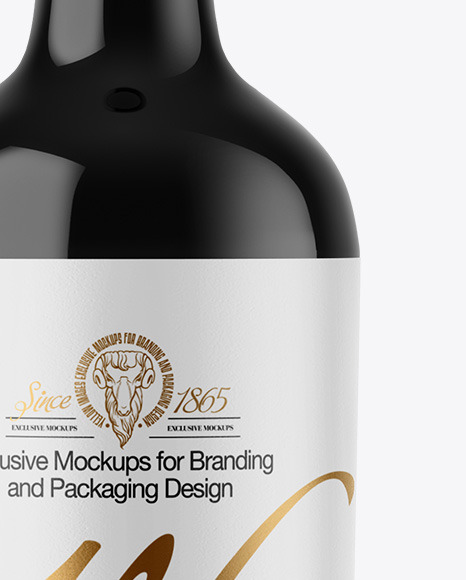 Dark Glass Wine Bottle Mockup PSD #1