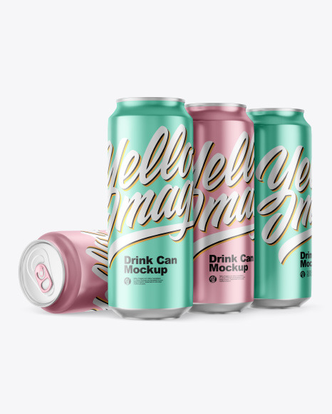 Matte Metallic Drink Cans Mockup