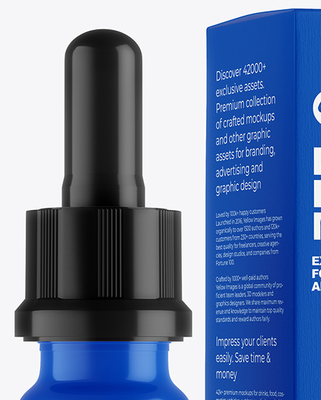 Glossy Dropper Bottle with Paper Box Mockup PSD #6