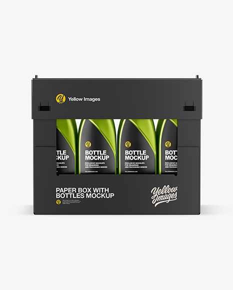 Paper Box W  Metallic Bottles Mockup PSD #2