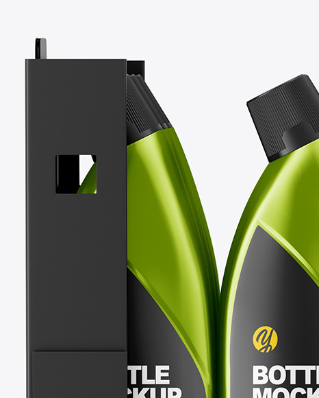 Paper Box W  Metallic Bottles Mockup PSD #6