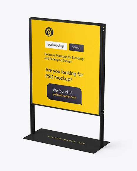 Download Plastic Stand Mockup In Indoor Advertising Mockups On Yellow Images Object Mockups PSD Mockup Templates