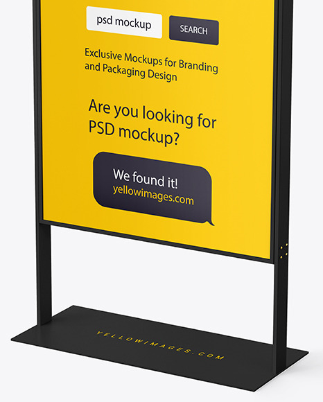 Download Plastic Stand Mockup In Indoor Advertising Mockups On Yellow Images Object Mockups PSD Mockup Templates