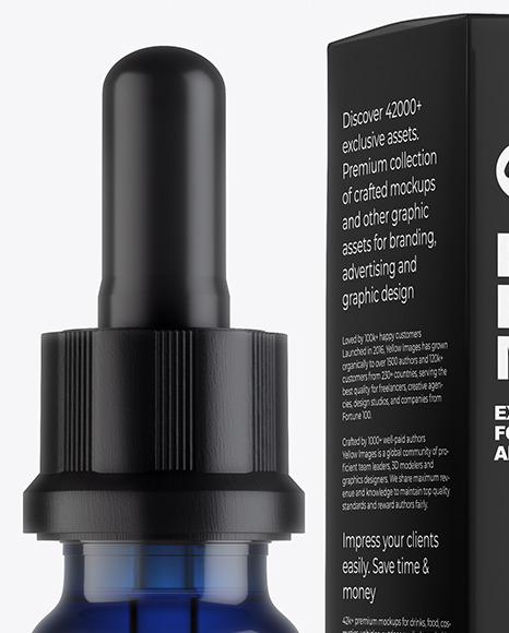 Blue Glass Dropper Bottle with Paper Box Mockup PSD #2