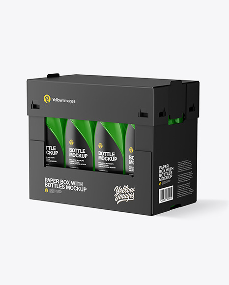 Paper Box W  Glossy Bottles Mockup PSD #2