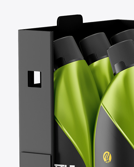 Paper Box W  Metallic Bottles Mockup PSD #6