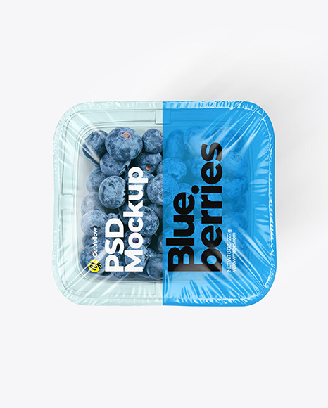 Clear Plastic Tray with Blueberries Mockup PSD #2