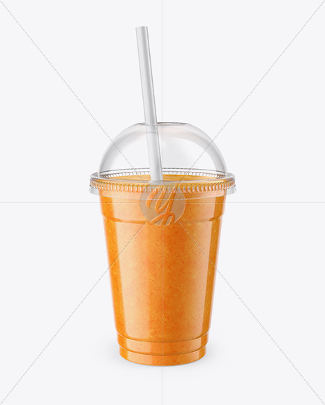 Download Orange Smoothie Cup with Straw Mockup in Cup & Bowl Mockups on Yellow Images Object Mockups