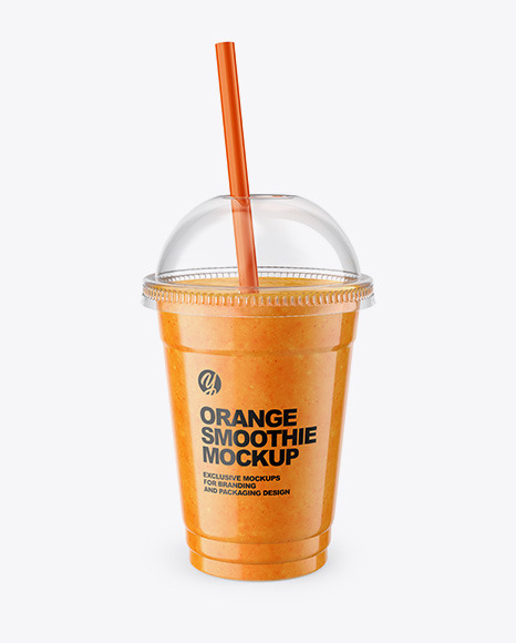 Download Orange Smoothie Cup with Straw Mockup in Cup & Bowl Mockups on Yellow Images Object Mockups