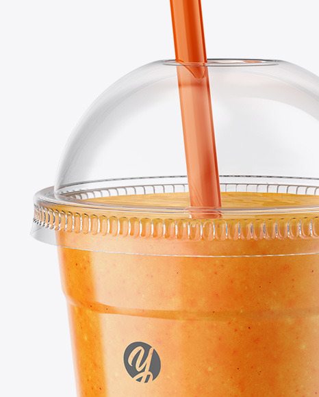 Download Orange Smoothie Cup with Straw Mockup in Cup & Bowl Mockups on Yellow Images Object Mockups