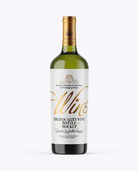 Green Glass White Wine Bottle Mockup