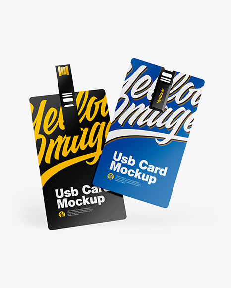 Download Two Usb Cards Mockup In Object Mockups On Yellow Images Object Mockups PSD Mockup Templates