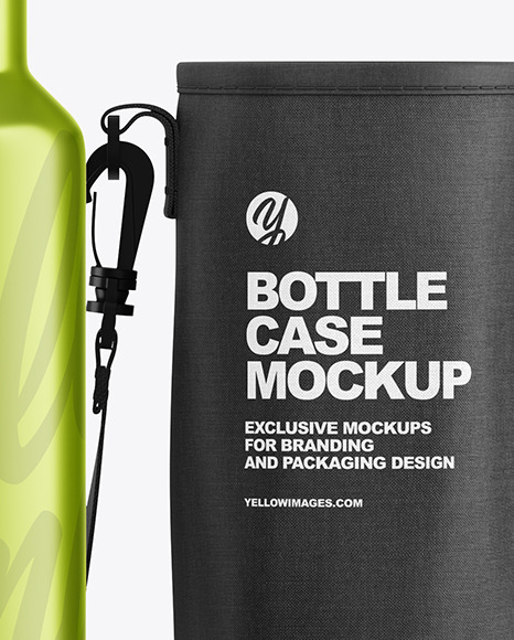 Metallic Water Bottle W Case Mockup In Bottle Mockups On Yellow Images Object Mockups