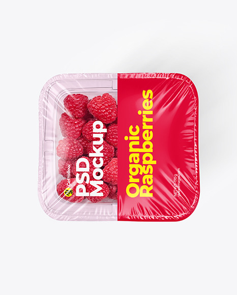 Download Clear Plastic Tray With Raspberries Mockup In Tray Platter Mockups On Yellow Images Object Mockups