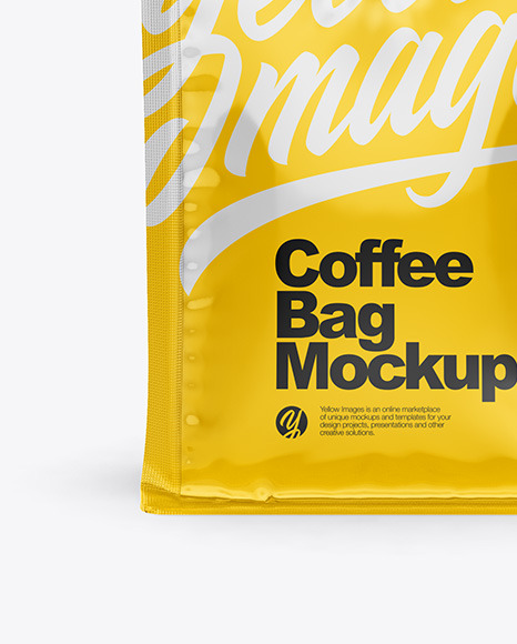 Download Glossy Coffee Bag With Valve Mockup In Bag Sack Mockups On Yellow Images Object Mockups