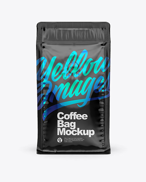 Glossy Coffee Bag with Valve Mockup