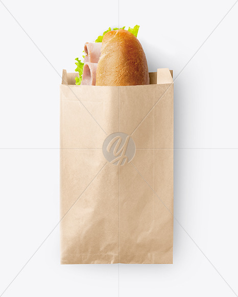 Download Kraft Paper Bag With Sandwich Mockup In Bag Sack Mockups On Yellow Images Object Mockups