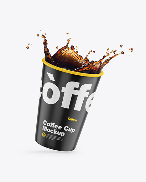 Matte Coffee Cup w  Splash Mockup PSD #3