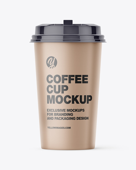 Download Big Matte Paper Coffee Cup With Plastic Cap Mockup Front View In Cup Bowl Mockups On Yellow Images Object Mockups Yellowimages Mockups