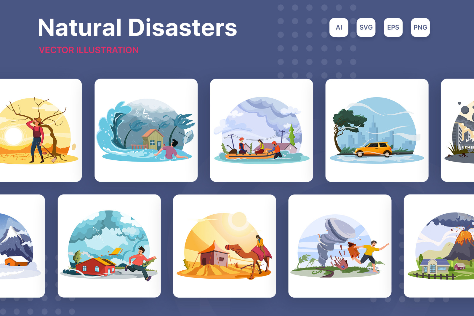 M150_Natural Disasters Illustrations on Yellow Images Creative Store