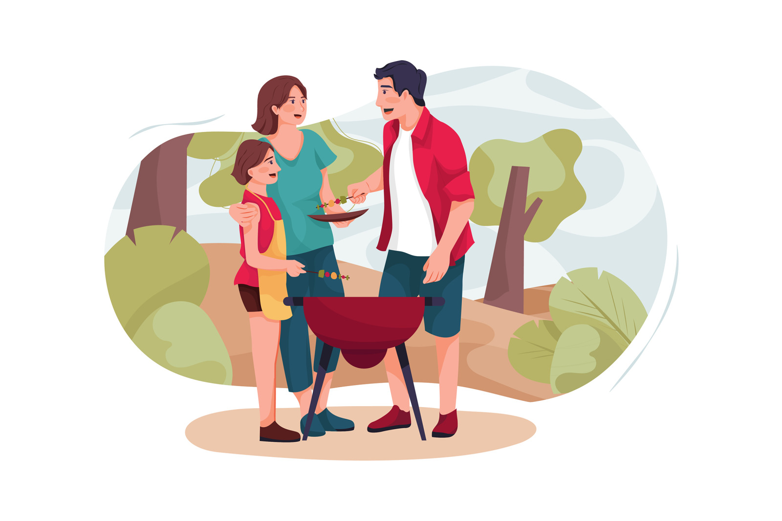 M149_Family Travel Illustrations on Yellow Images Creative Store