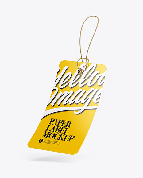 Glossy Hang Tag Label With Round Corners Mockup