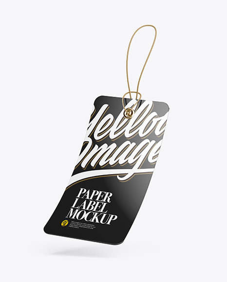 Glossy Hang Tag Label With Round Corners Mockup PSD #2