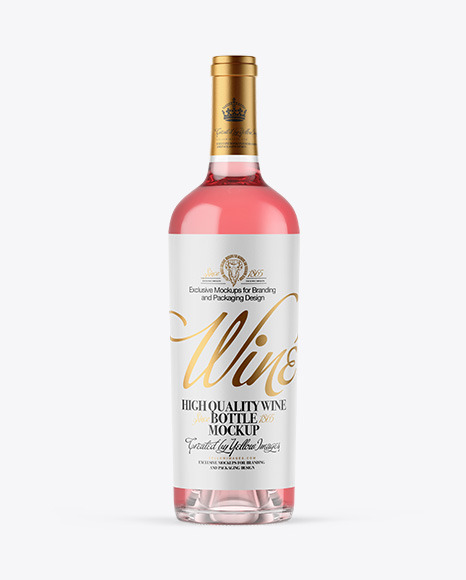 Clear Glass Pink Wine Bottle Mockup