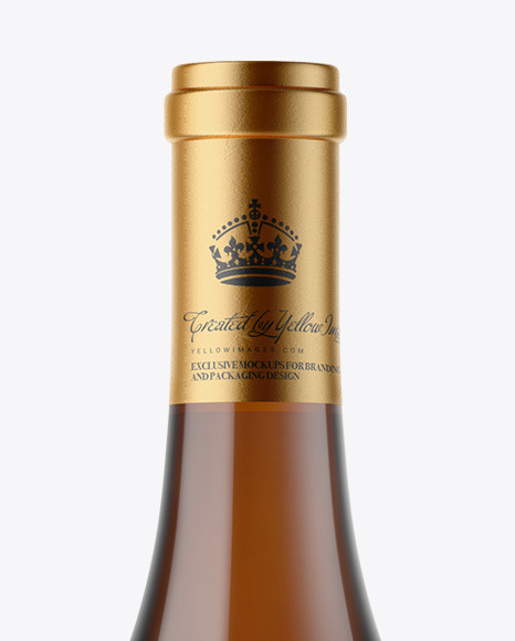 Amber Glass White Wine Bottle Mockup PSD #2