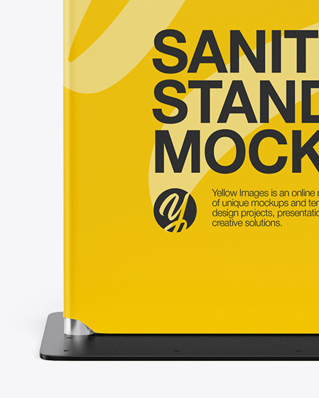 Download Hand Sanitizer Stand Mockup Front View In Indoor Advertising Mockups On Yellow Images Object Mockups